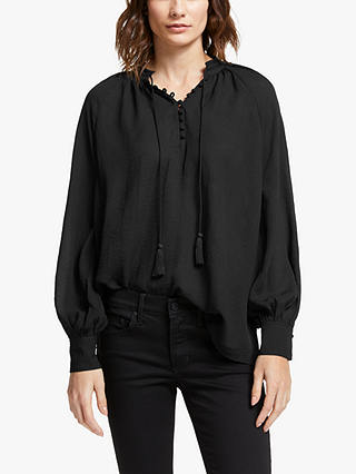 AND/OR Olivia Tassel Neck Blouse