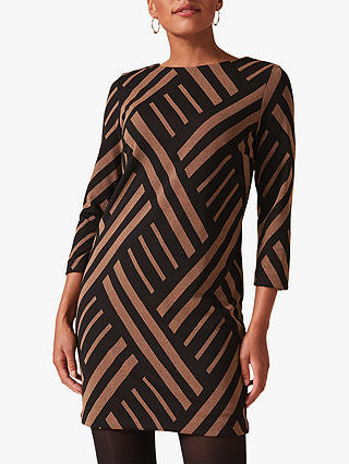 Phase Eight Mirabelle Stripe Tunic Dress, Camel/Black