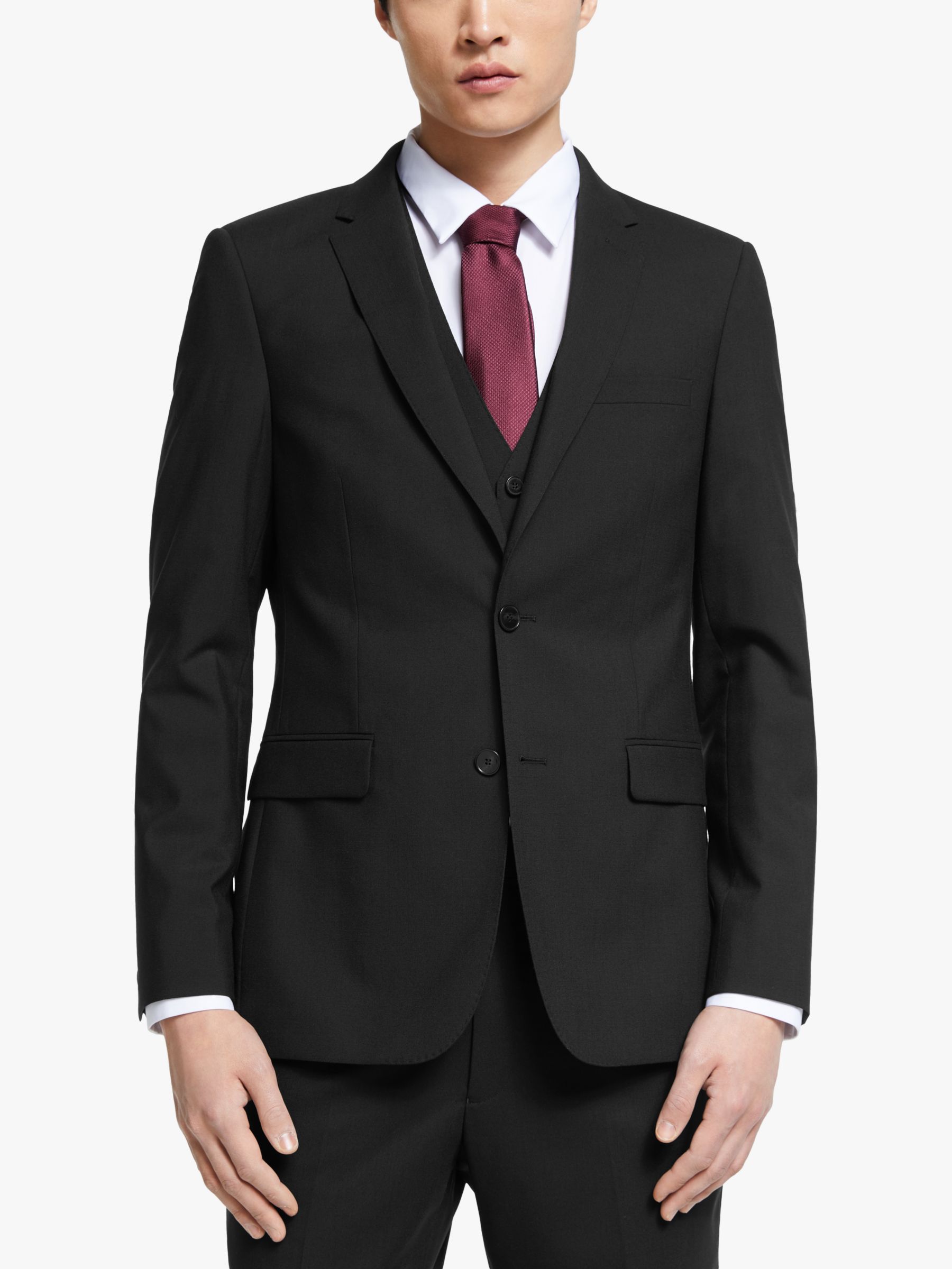 Kin Bengaline Wool Slim Fit Suit Jacket, Black at John Lewis & Partners