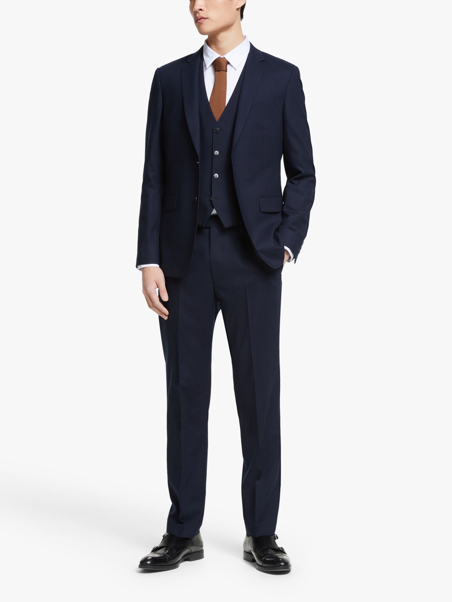Kin Bengaline Wool Slim Fit Suit Trousers, Navy at John Lewis & Partners