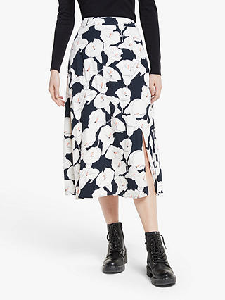 Somerset by Alice Temperley Lily Print Midi Skirt, Black/Multi