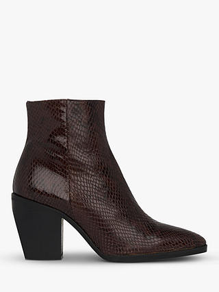 Whistles Grove Western Leather Ankle Boots, Snake Print