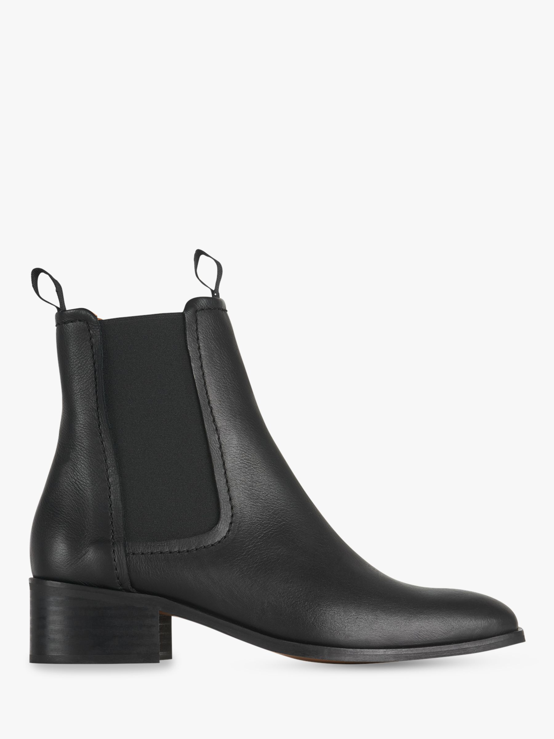 Whistles Fernbrook Leather Ankle Boots, Black at John Lewis & Partners