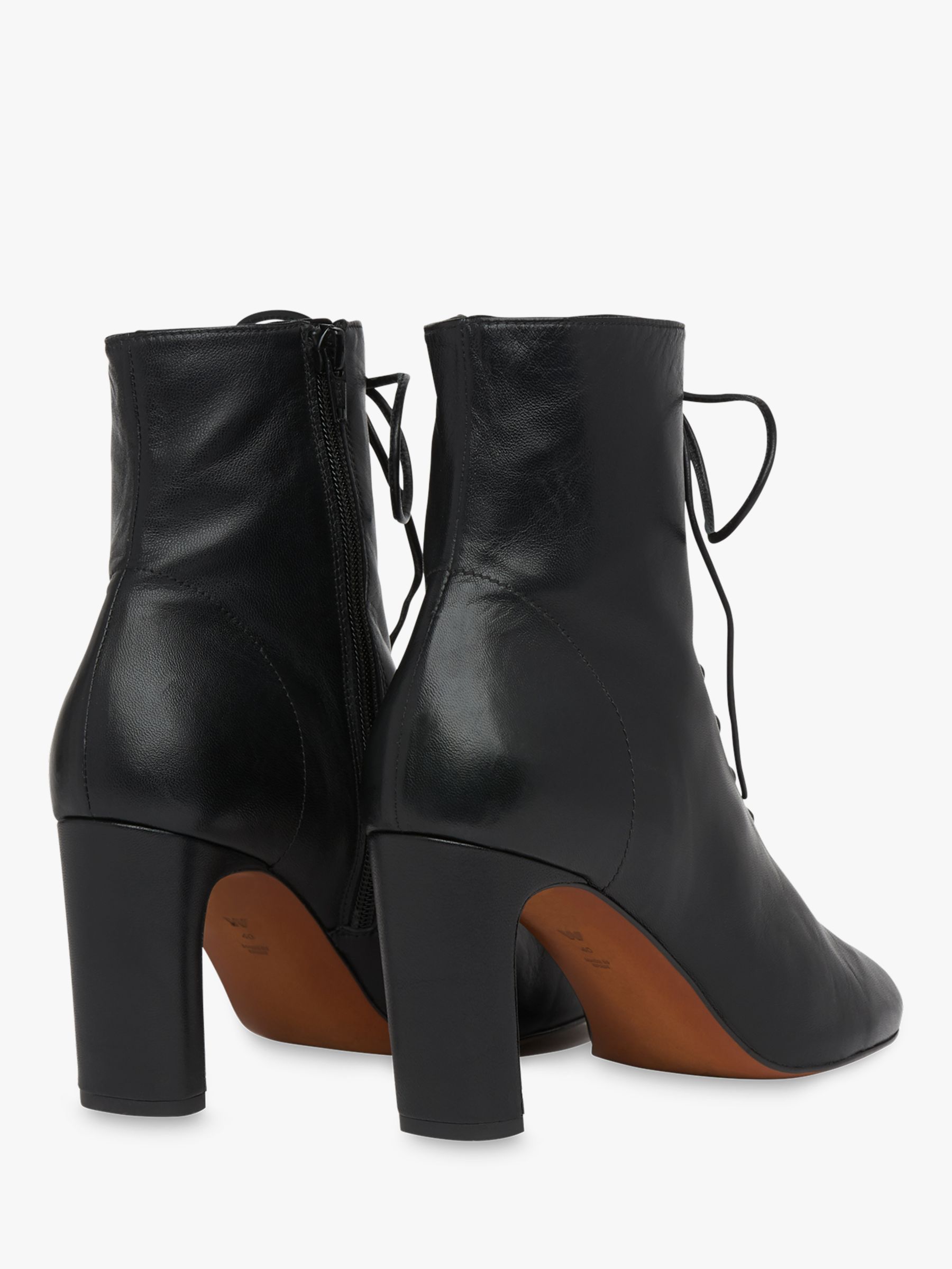 Whistles Dahlia Leather Lace Up Ankle Boots, Black at John Lewis & Partners