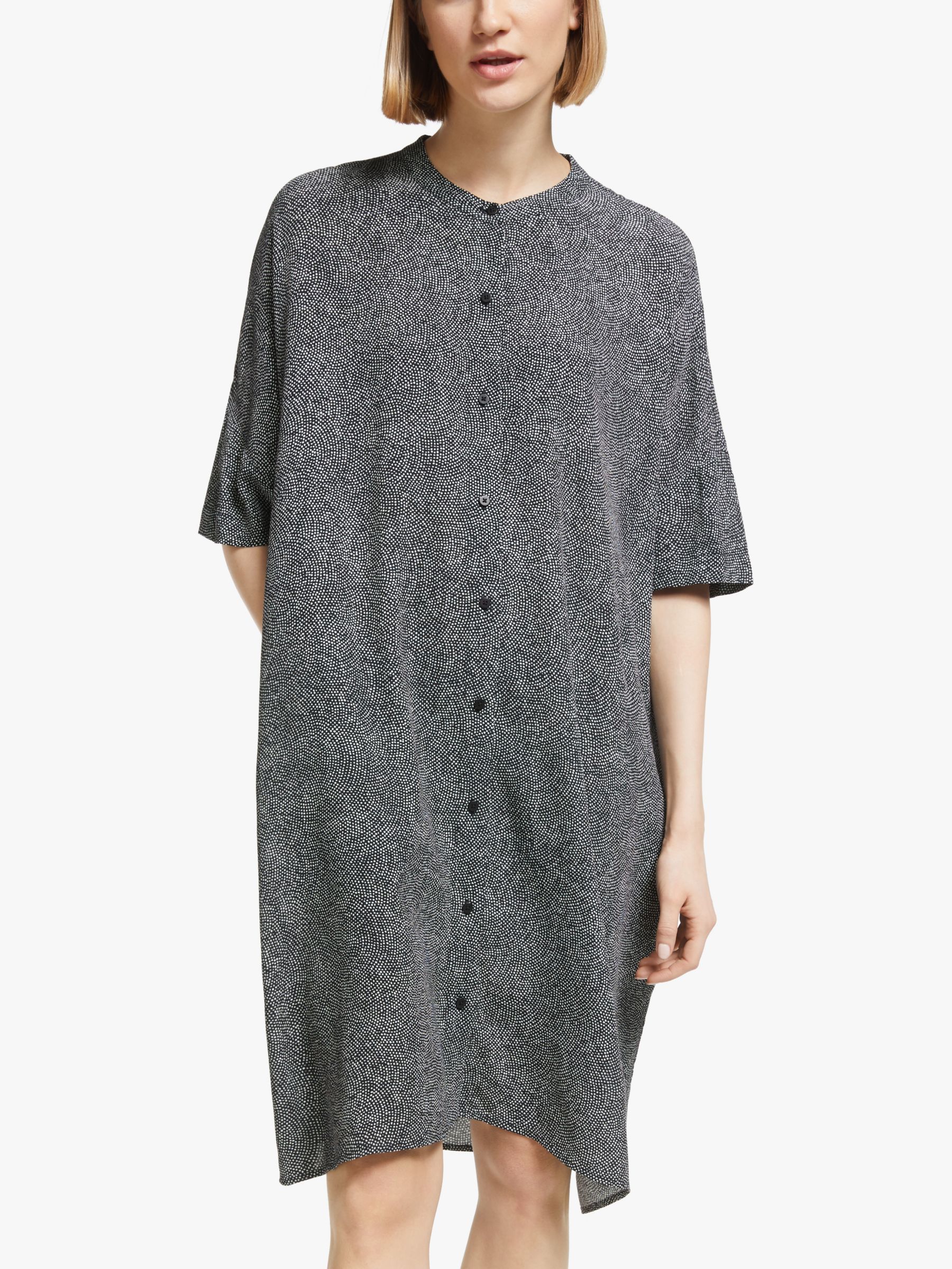 Kin Doshida Print Oversized Shirt Dress, Black