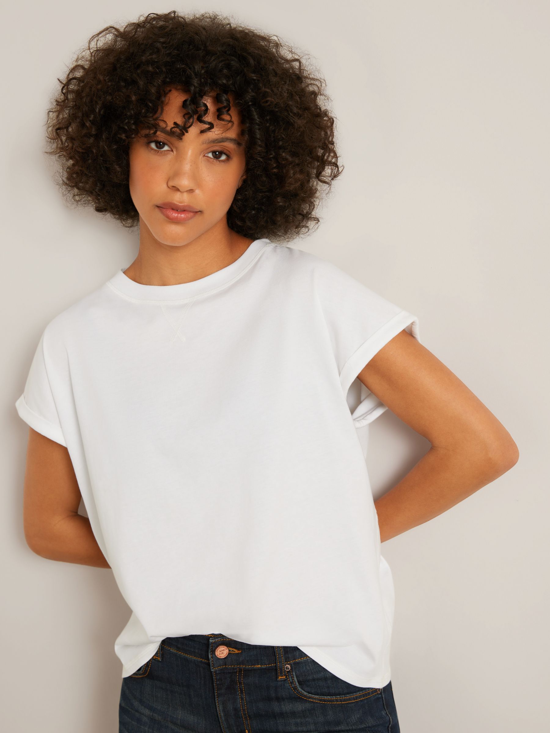 AND/OR Cotton Tank T-Shirt, White at John Lewis & Partners