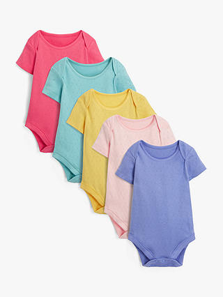 John Lewis & Partners Baby GOTS Organic Cotton Spot Bodysuits, Pack of 5, Multi