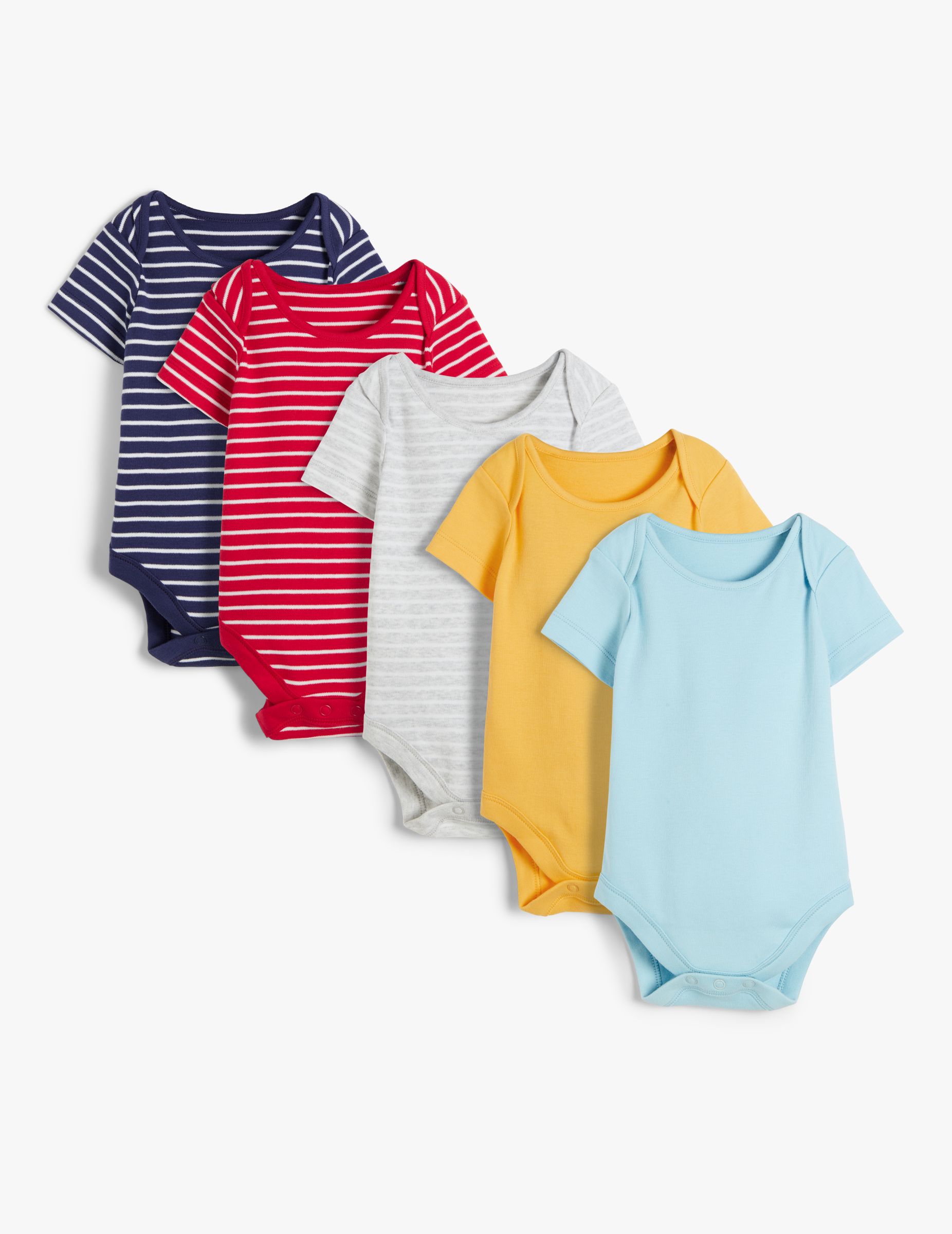 John Lewis & Partners Baby GOTS Organic Cotton Stripe Bodysuits, Pack ...