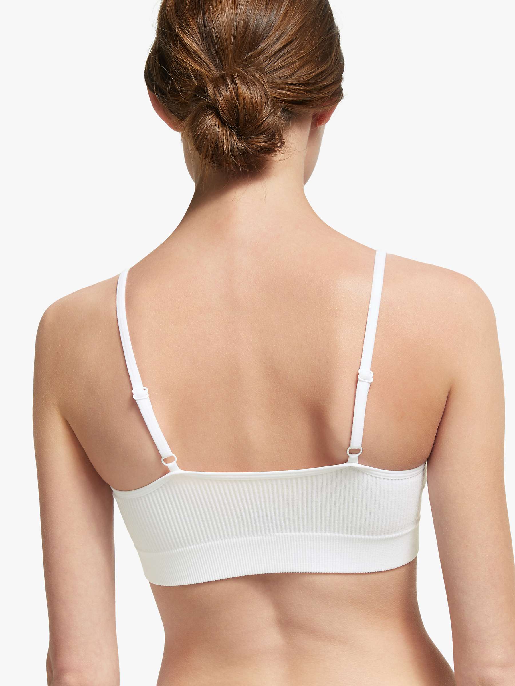 John Lewis ANYDAY Paige Non Wired Ribbed Crop Top Bra, White at John Lewis  & Partners