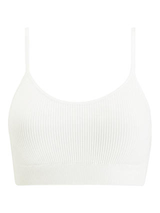 John Lewis ANYDAY Paige Non Wired Ribbed Crop Top Bra, White
