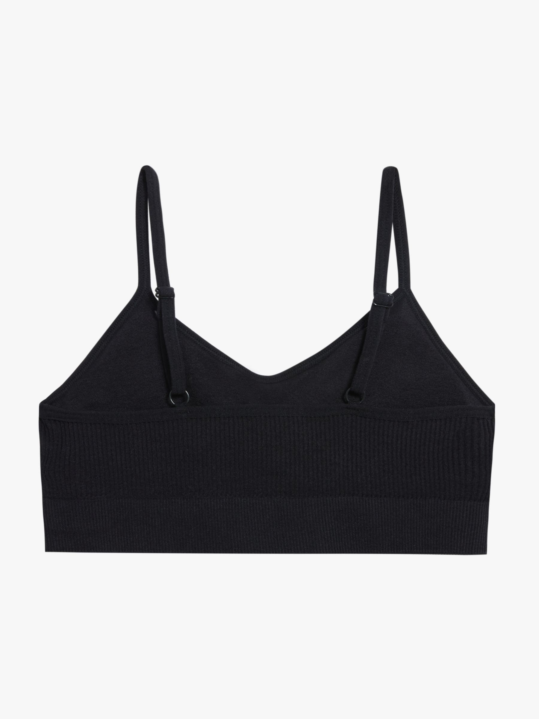 John Lewis ANYDAY Paige Non Wired Ribbed Crop Top Bra, Black, S