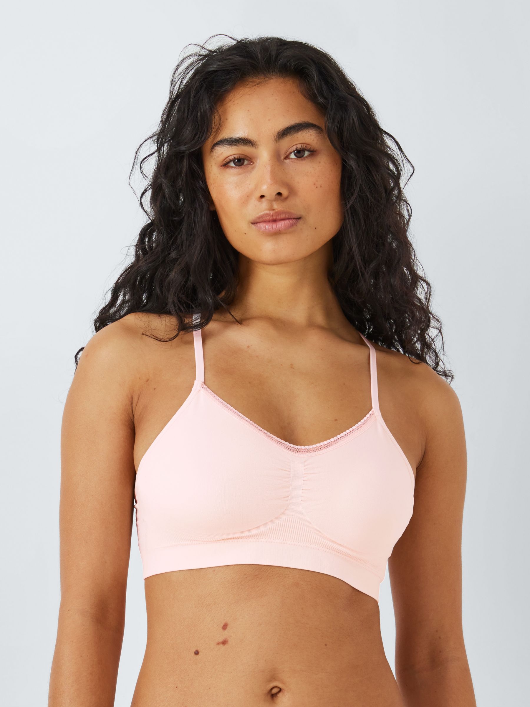 John Lewis ANYDAY Paige Non Wired Ribbed Crop Top Bra, White at John Lewis  & Partners