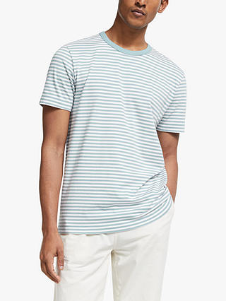 John Lewis & Partners Supima Cotton Fine Stripe T-Shirt, Seafoam