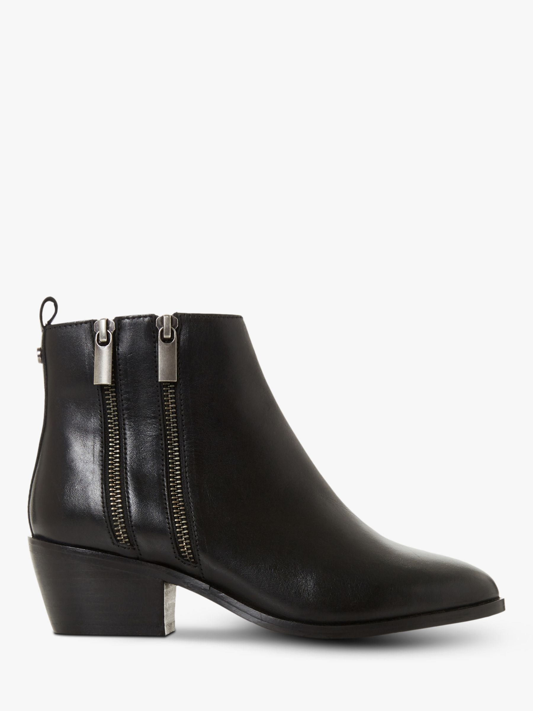 Dune Presleigh Leather Double Zip Ankle Boots