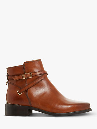 Dune Peper Leather Low Block Heel Ankle Boots