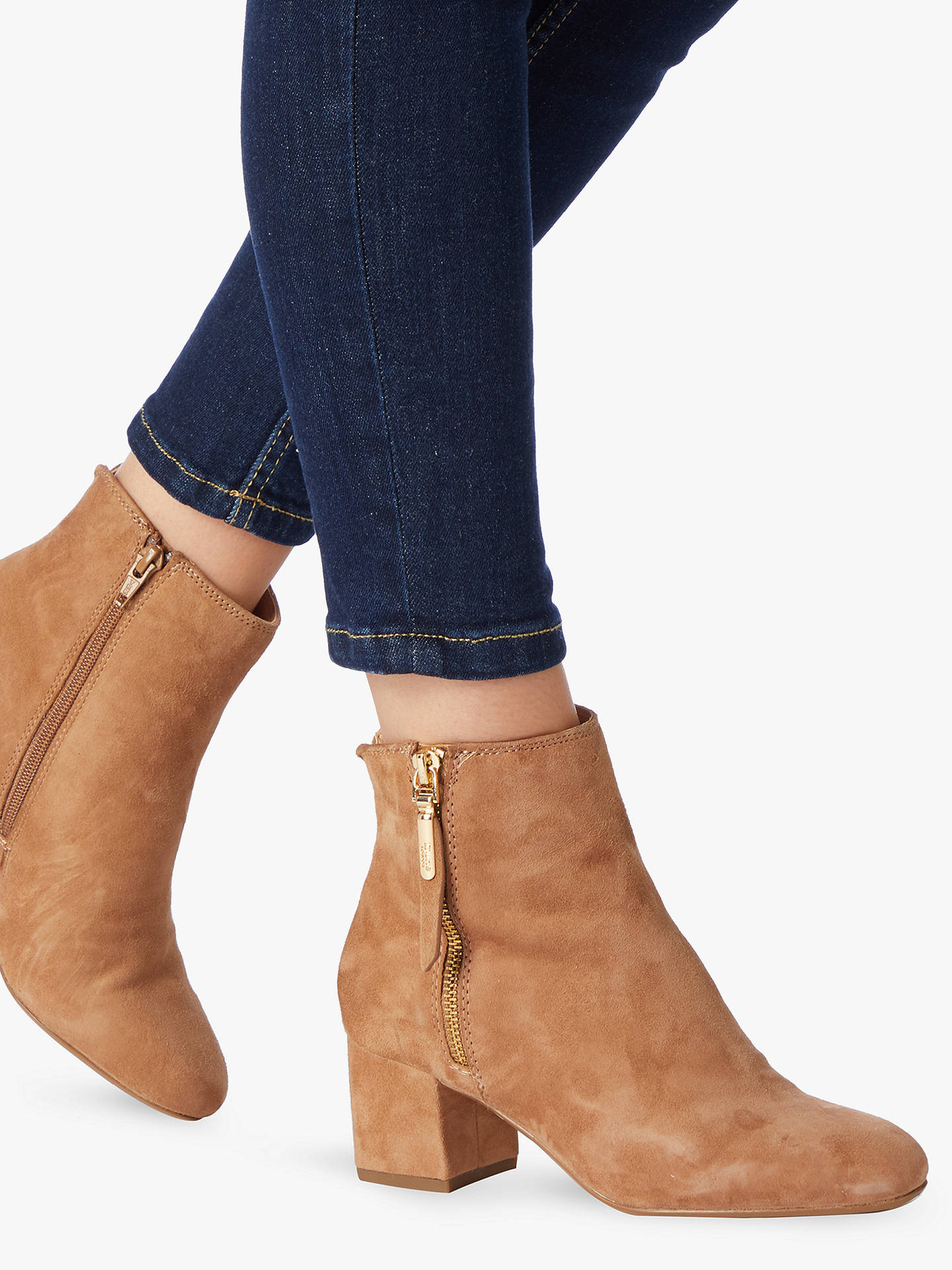 Dune Orlla Suede Side Zip Ankle Boots, Camel at John Lewis & Partners