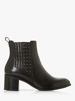 Dune Plaza Leather Block Heel Ankle Boots