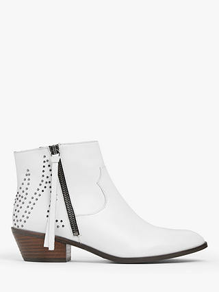 AND/OR Palomina Studded Western Leather Ankle Boots, White