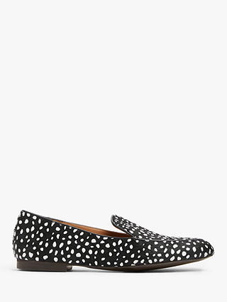 AND/OR Gabbi Spot Print Leather Loafers, Black/White