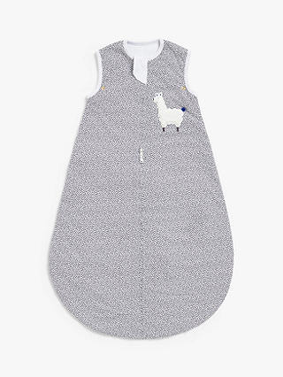 John Lewis & Partners Llama Spot Baby Sleeping Bag, 1 Tog, White/Black