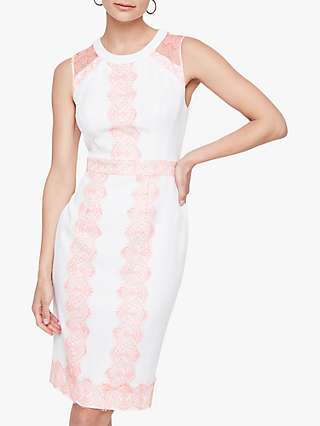 Damsel In A Dress Akria Lace Panel Dress, Ivory/Pink
