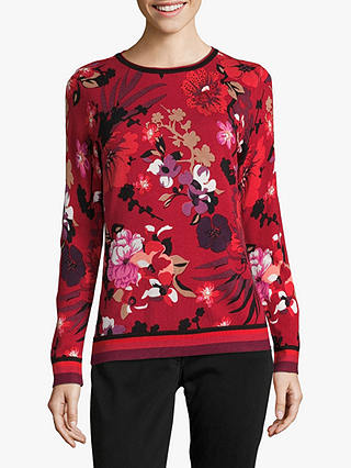 Betty Barclay Floral Print Jumper, Red/Black