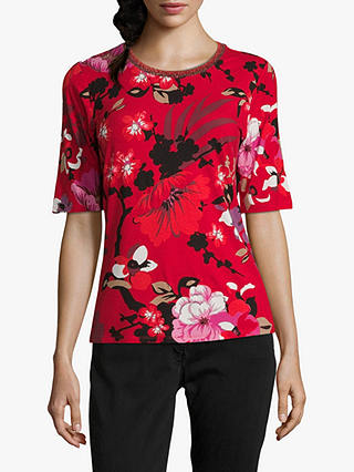 Betty Barclay Floral Print Top, Red/Black