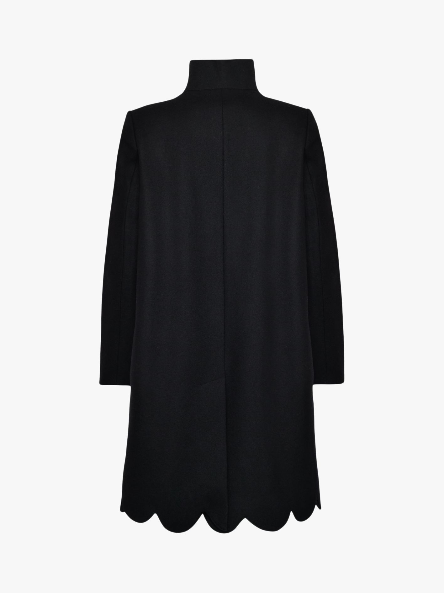 French Connection Carmelita Wool Blend Scallop Hem Coat, Black