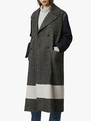 French Connection Tweed Long Peacoat, Salt/Pepper
