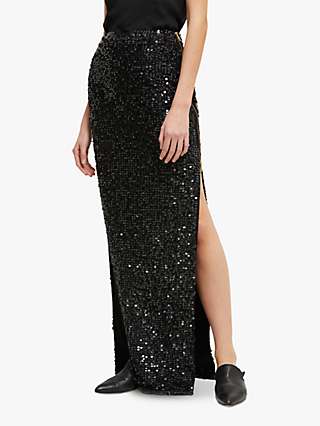 French Connection Desiree Sequin Skirt, Black/Multi