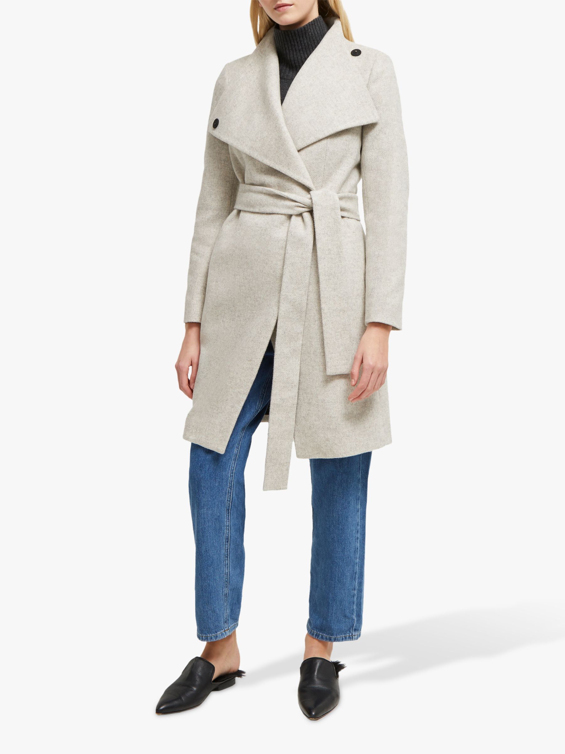 French Connection Bellarosa Belted Coat, Oatmeal