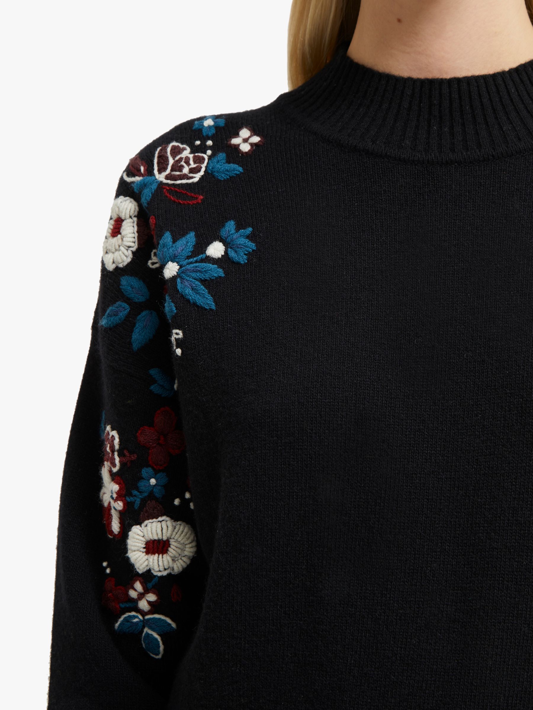 French Connection Tilda Embroidery Jumper, Black