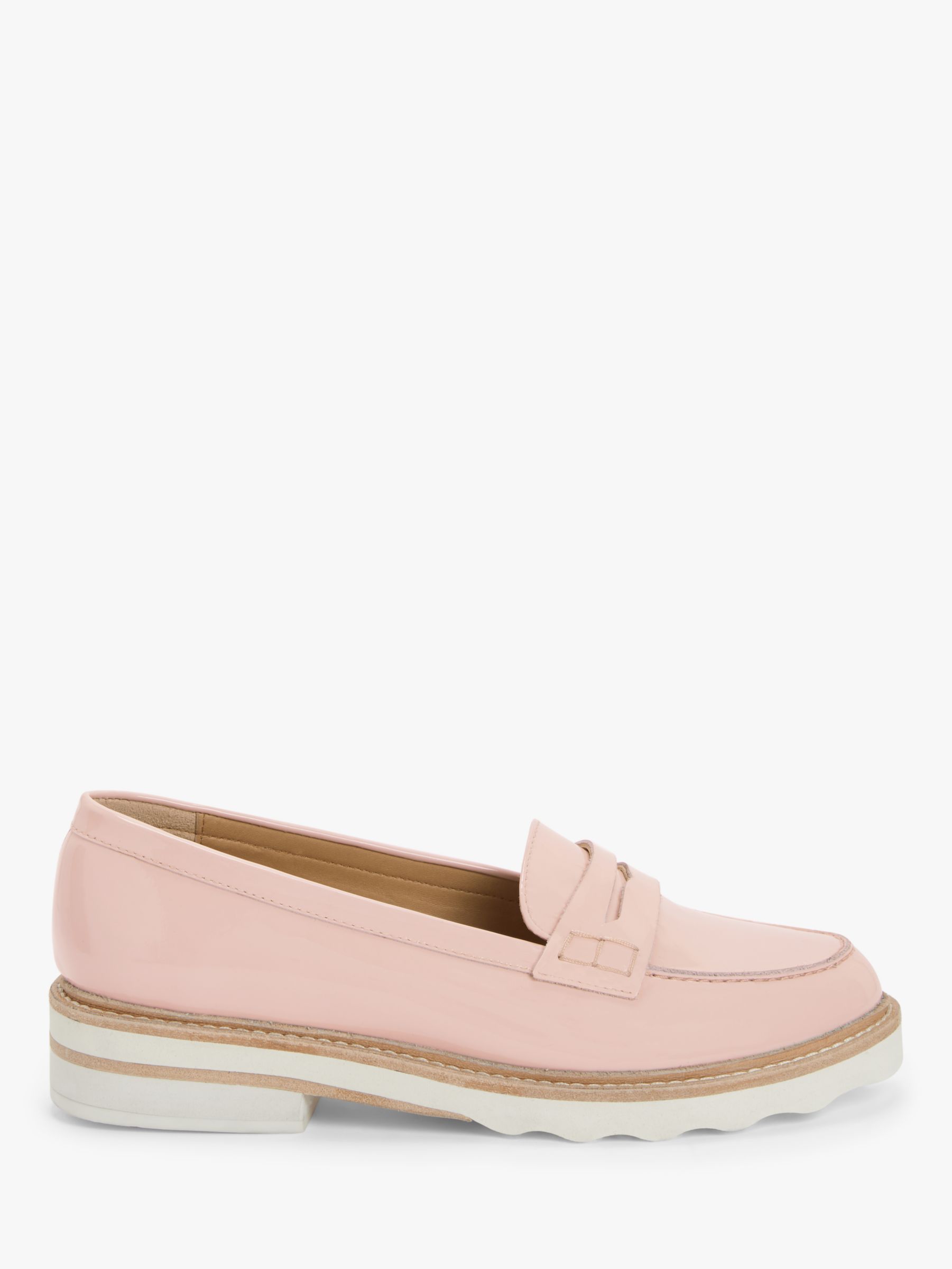 John Lewis & Partners Ginnie Leather Stitch Detail Loafers, Blush