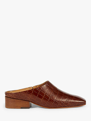 Jigsaw Hart Backless Leather Mules, Chestnut