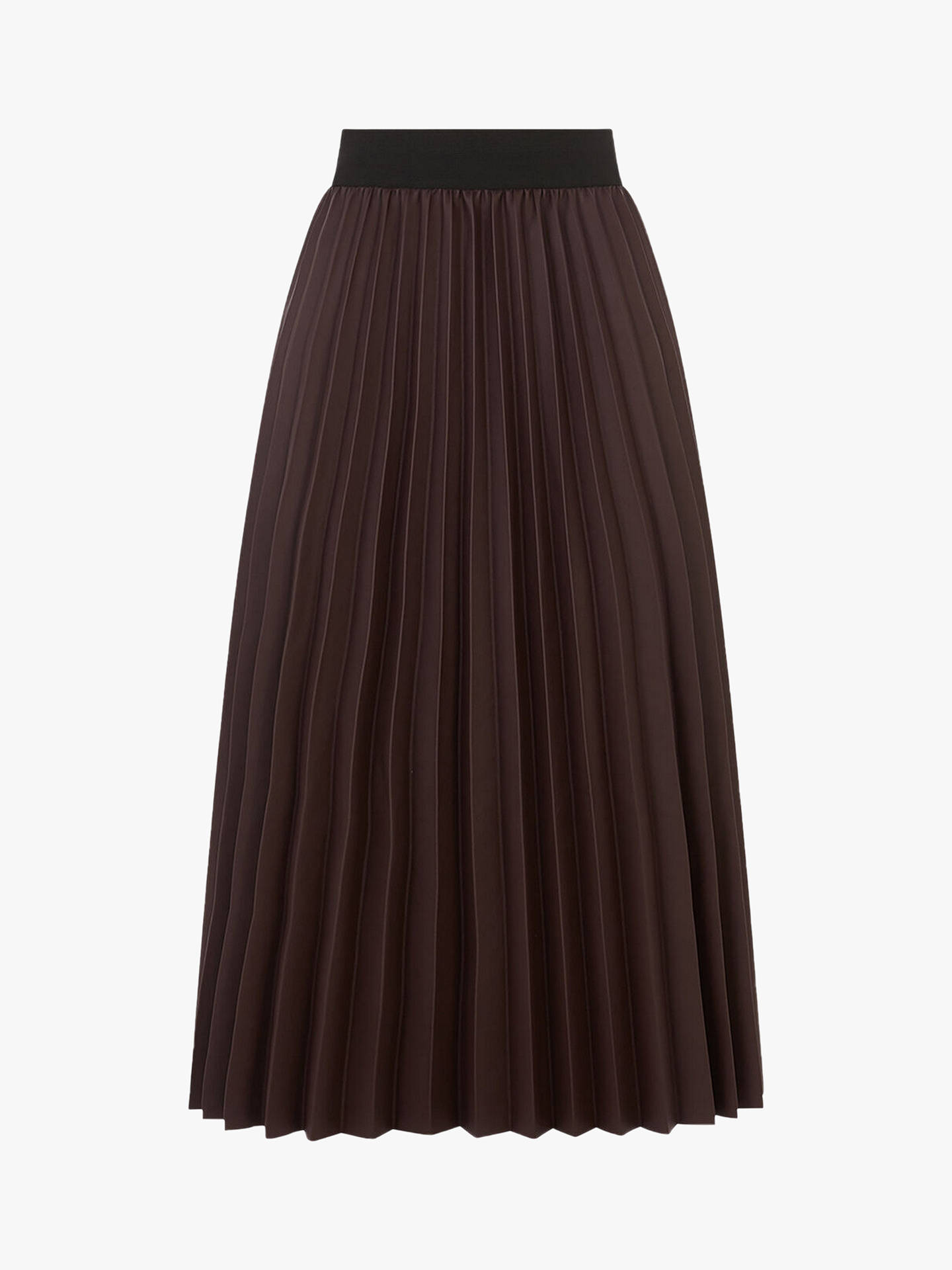 Oasis Faux-Leather Pleated Midi Skirt, Mid Brown at John Lewis & Partners