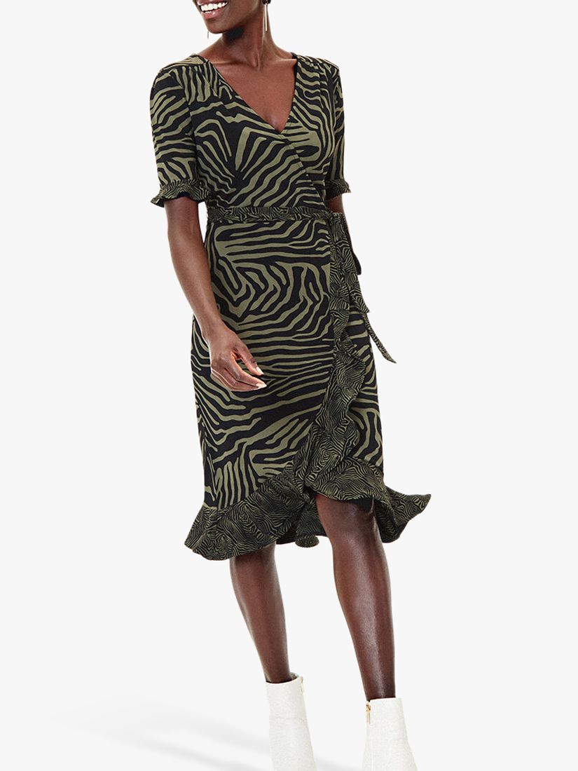 oasis tiger patched wrap dress