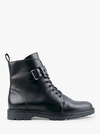 hush Buxton Leather Biker Ankle Boots, Black
