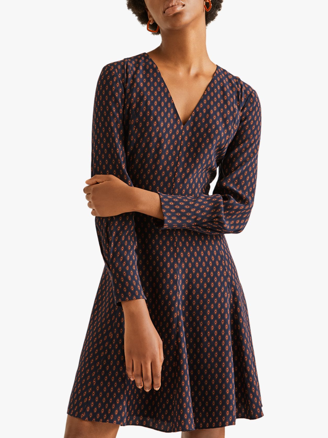 Jigsaw Leaf Spot Fit And Flare Dress, Navy