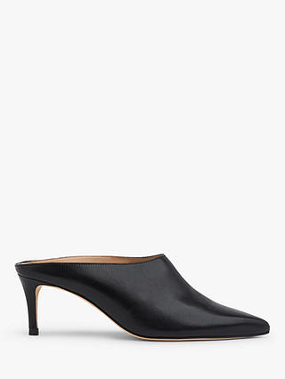 L.K.Bennett Hettie Backless Mid Heel Leather Court Shoes, Black
