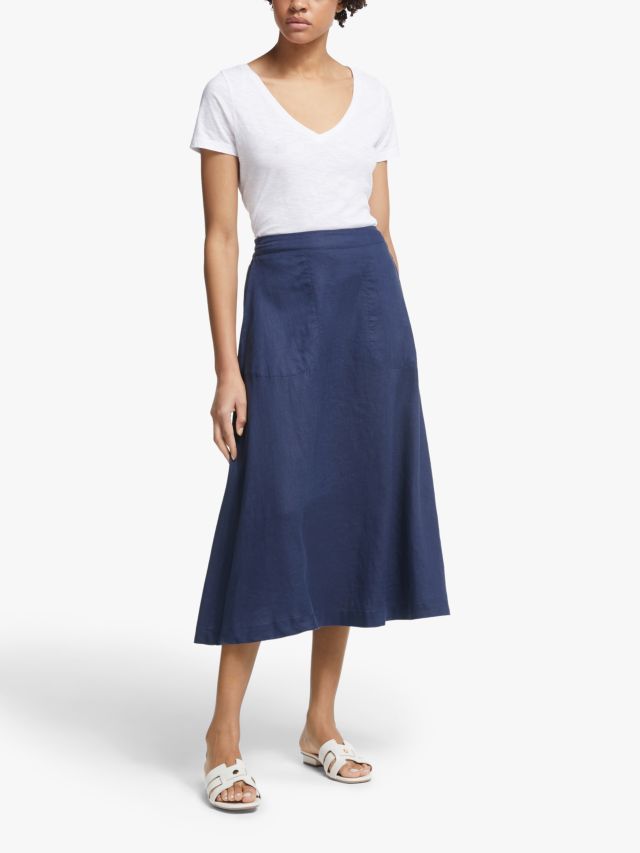 Navy blue on sale linen skirt uk