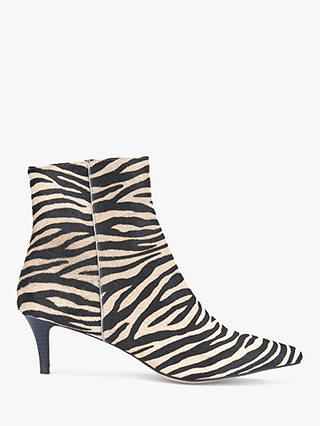 Mint Velvet Jodie Zebra Print Kitten Heel Ankle Boots, Multi