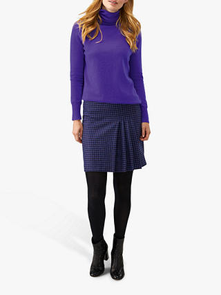 Pure Collection Pleat A Line Skirt, Violet Dogtooth