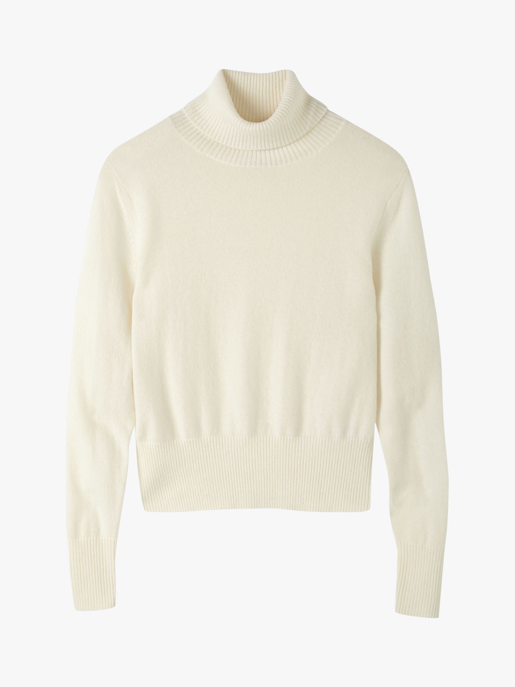 Pure Collection Cashmere Cropped Polo Jumper, Soft White at John Lewis ...