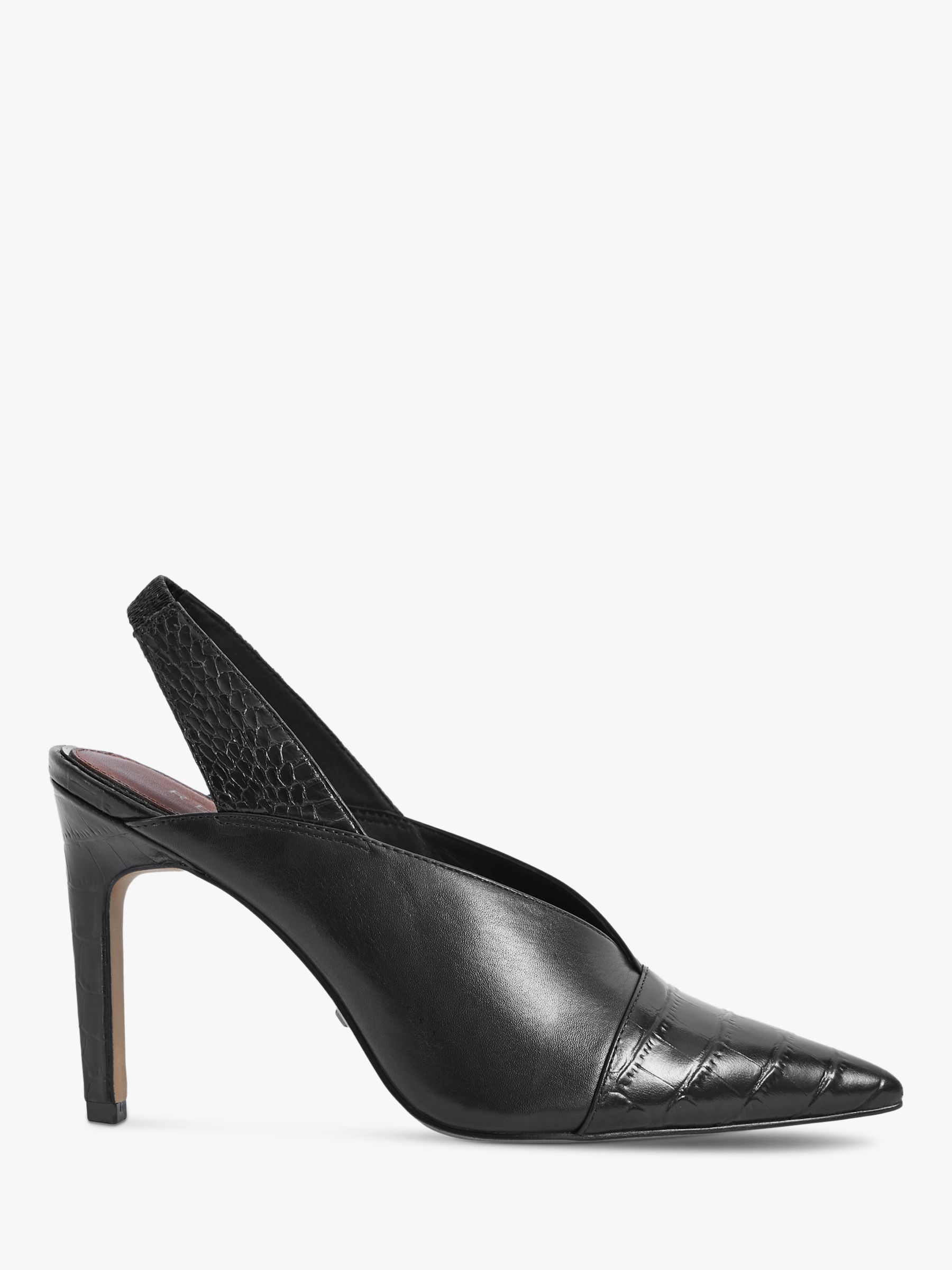 Reiss Angelica Leather Sling Back Heels, Black at John Lewis & Partners