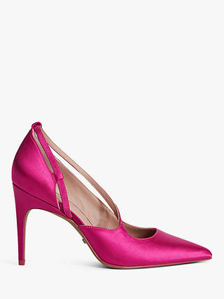 Reiss Geniveve Leather Court Shoes, Hot Pink