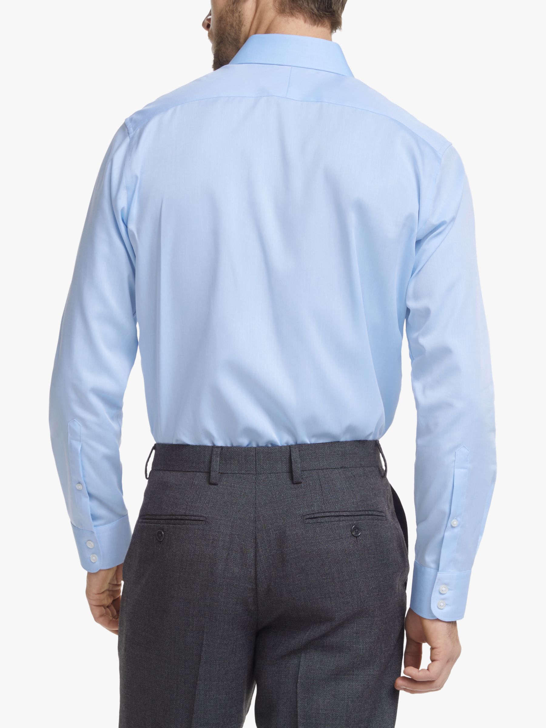 John Lewis & Partners Non Iron Twill Tailored Fit Shirt, Blue at John ...