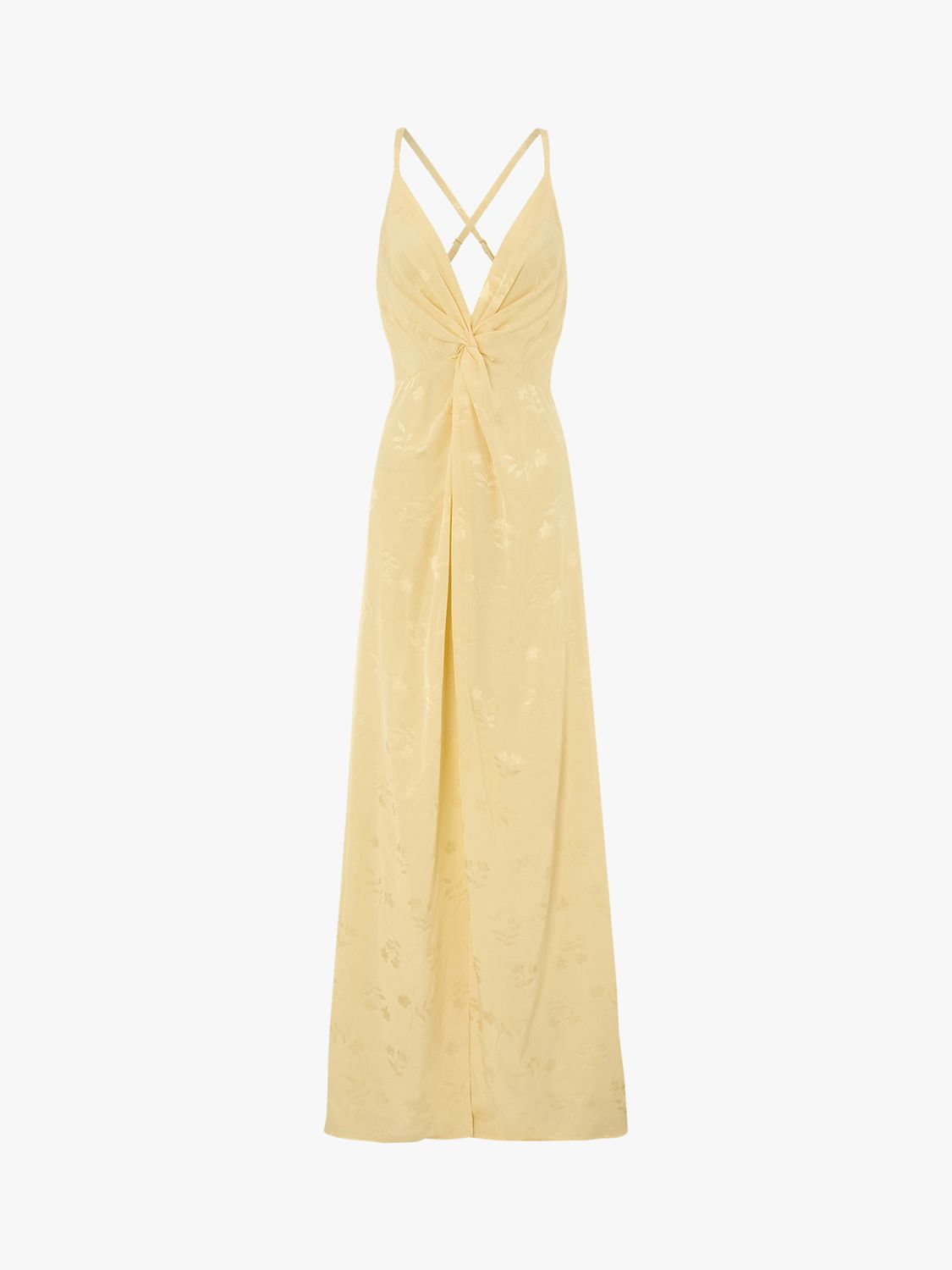 Monsoon Karlie Front Knot Jacquard Dress, Yellow at John Lewis & Partners
