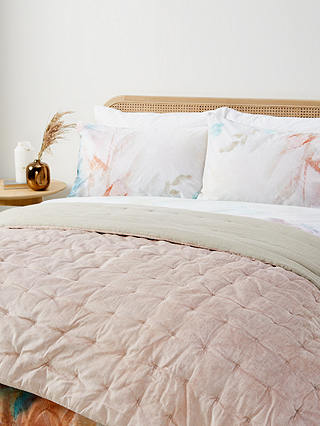 John Lewis & Partners Velvet Bedspread, Plaster, L260 x W250cm