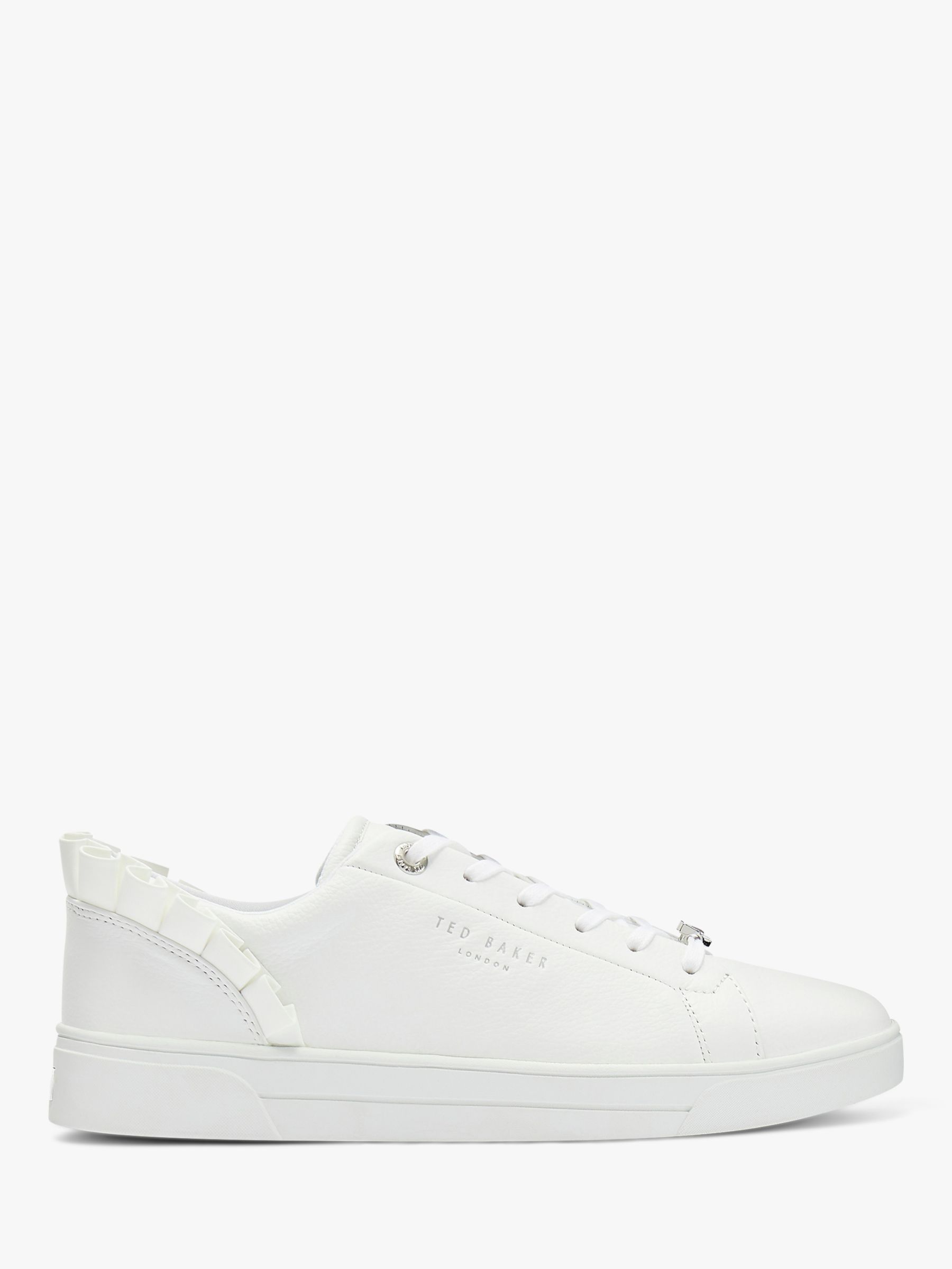 Ted Baker Astrina Leather Ruffle Trim Trainers, White