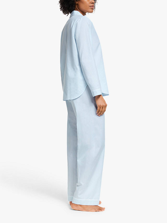 John Lewis Lucia Yarn  Dye Stripe Cotton Pyjama Set, Pale Blue
